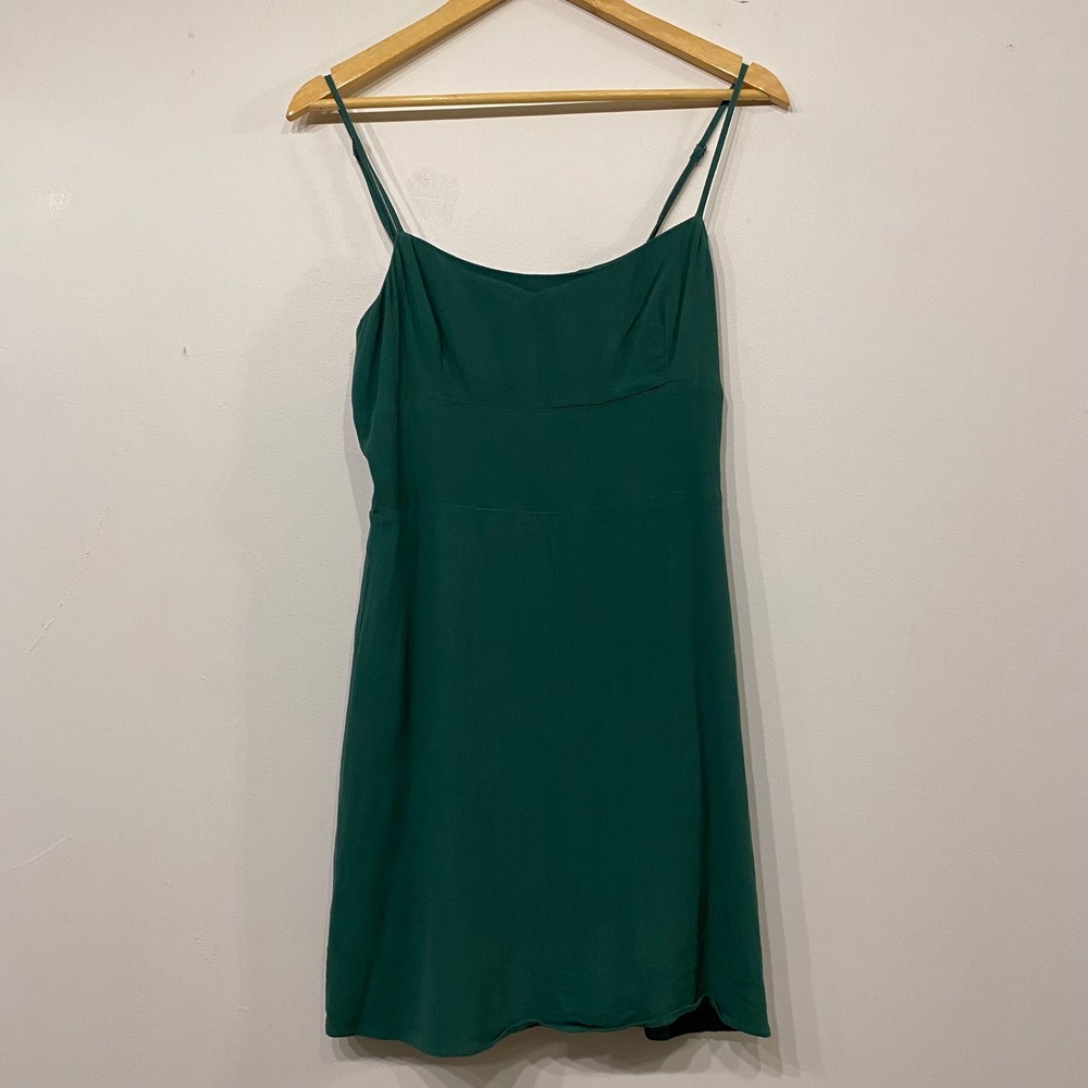 Aritzia Sunday Best Jackson Dress Forest Green Mini Smocked Back Spaghetti M